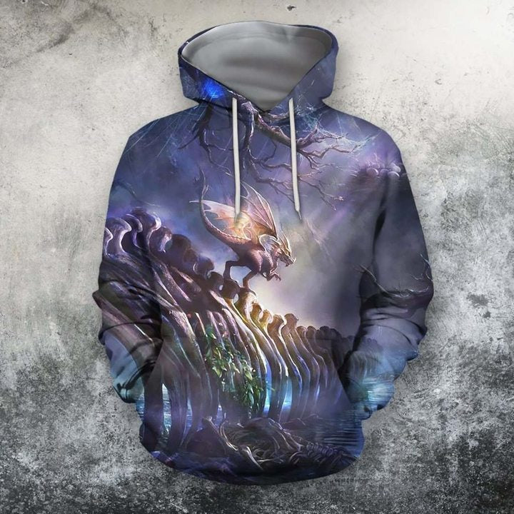 Awesome Hoodied 3D All Over Printer Hoodie Dragon Fantasy  - Full Size  HD025