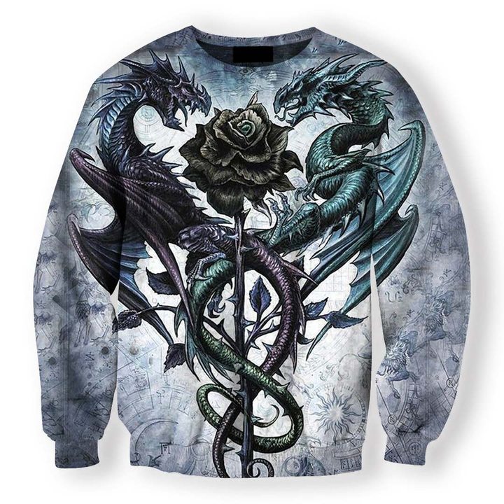 Awesome Hoodied 3D All Over Printer Dragon Heart For Male And Female - Full Size  HD009