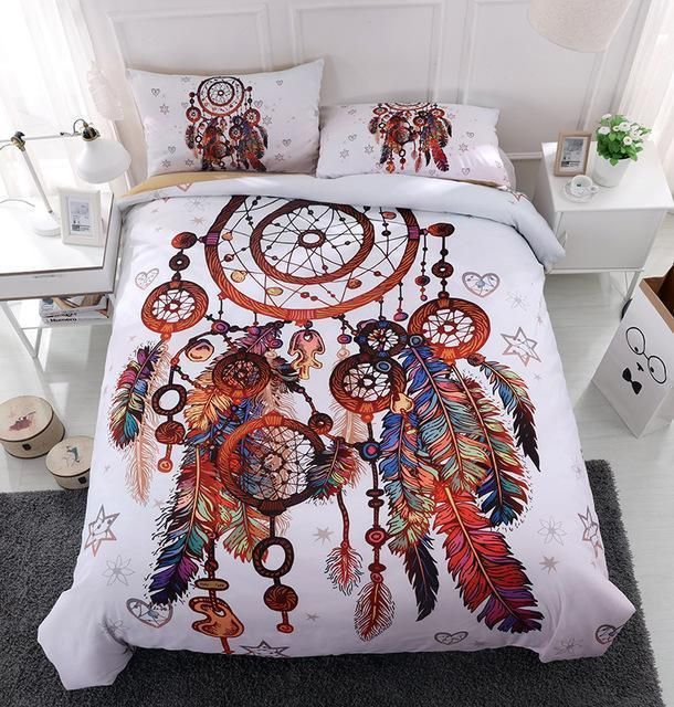 Awesome Hoodied Fenrir Skoll And Hati Valknut Raven, Bedding Set White HDQ002