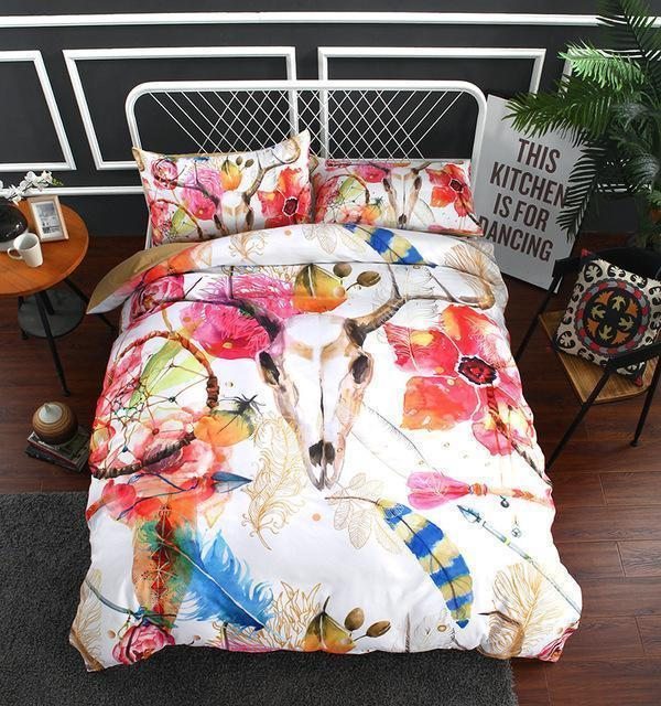 Awesome Hoodied Fenrir Skoll And Hati Valknut Raven, Bedding Set HDQ006
