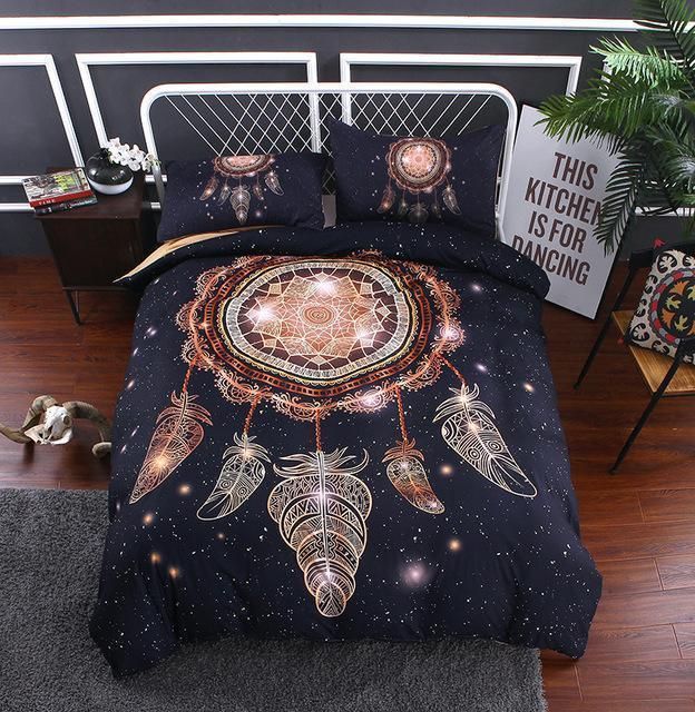 Awesome Hoodied Fenrir Skoll And Hati Valknut Raven, Bedding Set Black HDQ008