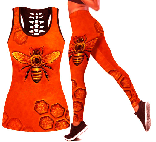 Awesome Hoodied 3D All Over Print Legging + Tank Top Bee+COMBO MASK VNLGS0002