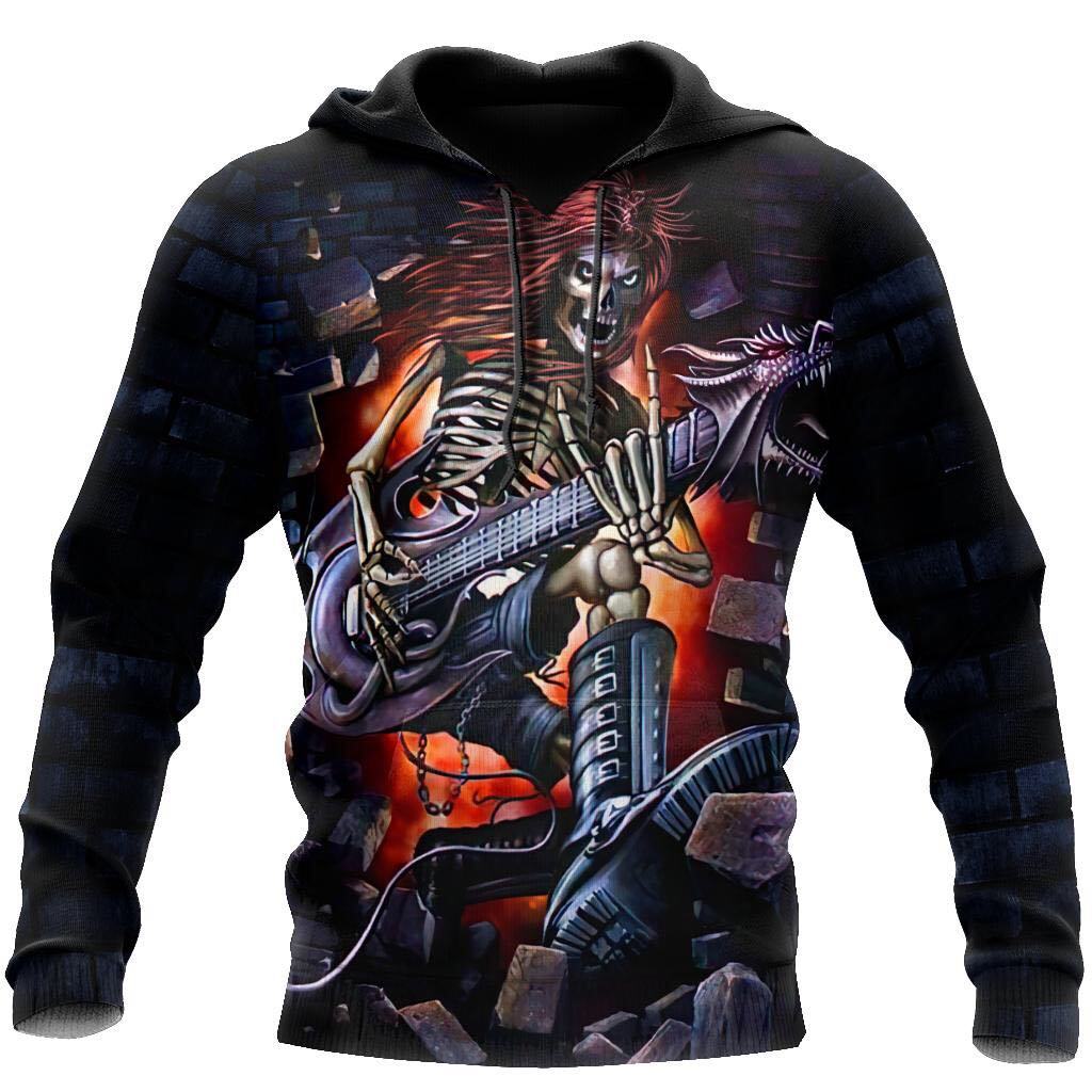 All Over Print Rock and Roll Skull for Men and Women, T-Shirt, Zip Hoodies, Sweatshirt HBC0071