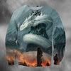 All Over Print White Fierce Dragon