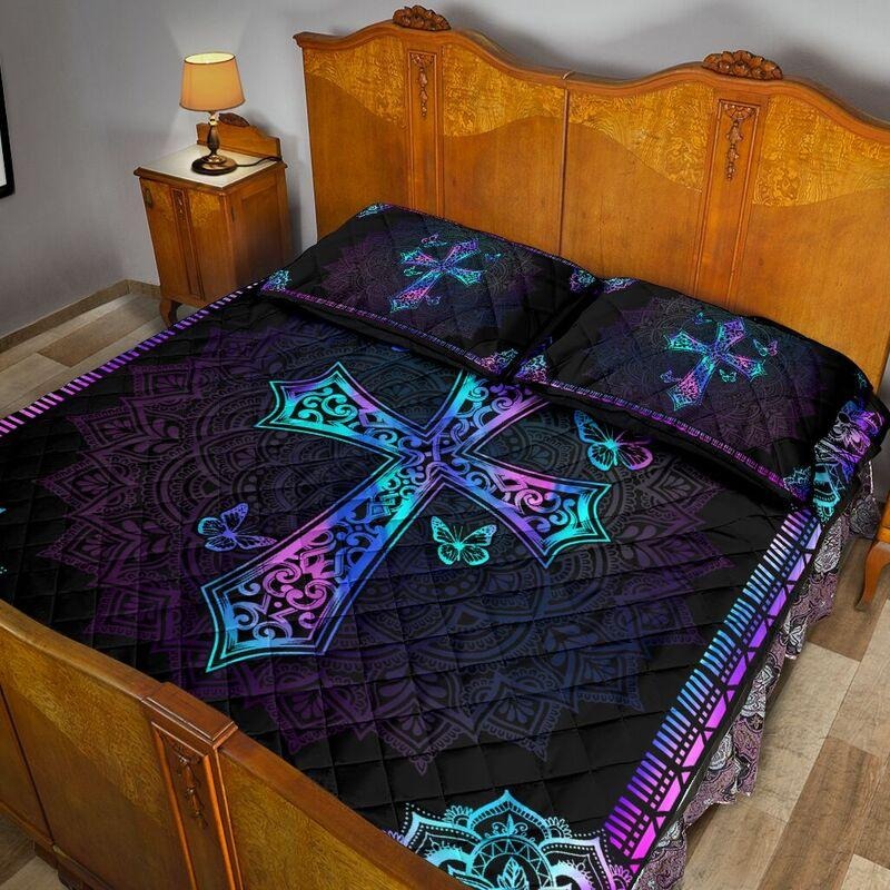 Awesome Hoodies - Jesus Cross Quilt Bedding - Cross Quilt Bedding QK31017