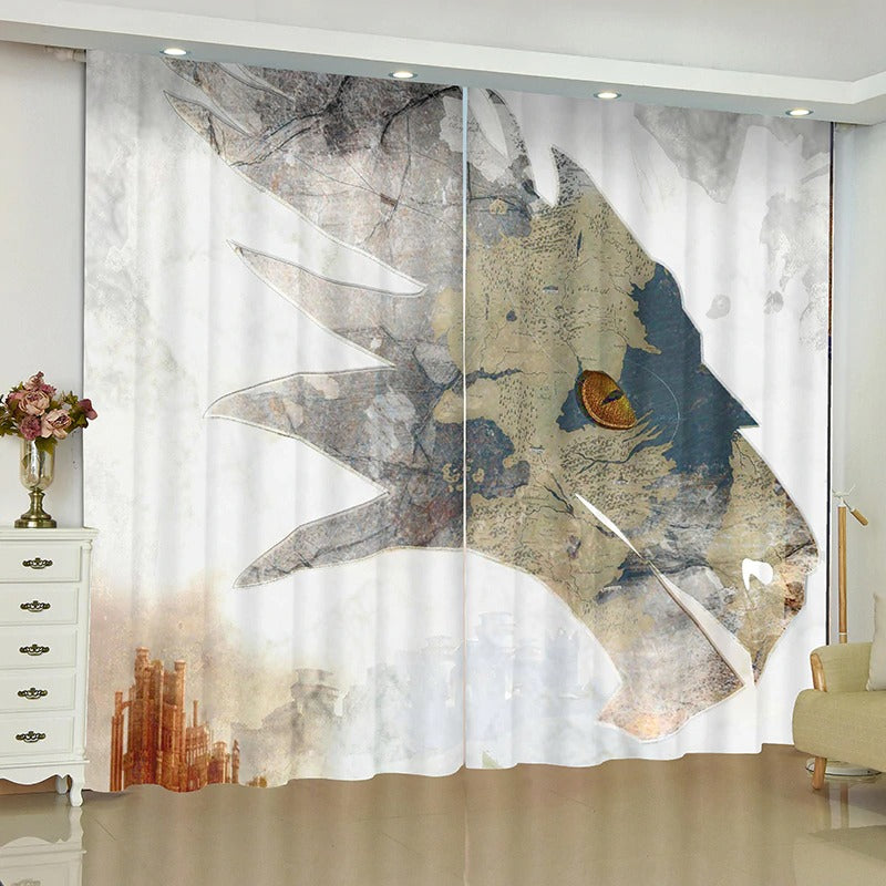 Awesome hoodie Game of Thrones Curtains for Window WINTER DRAGON 1 Printed 3D Grommet Window Curtains ND123