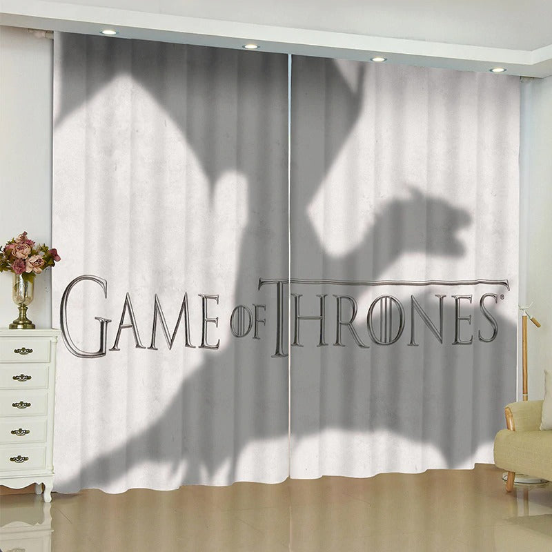 Awesome hoodie Game of Thrones Curtains for Window WINTER DRAGON SHADOW 1 Printed 3D Grommet Window Curtains ND124