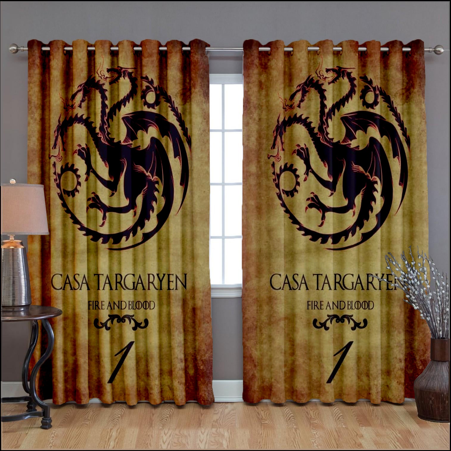 Awesome hoodie Game of Thrones CASA TARGARYEN Fire&Blood 1 Printed 3D Grommet Window Curtains ND135