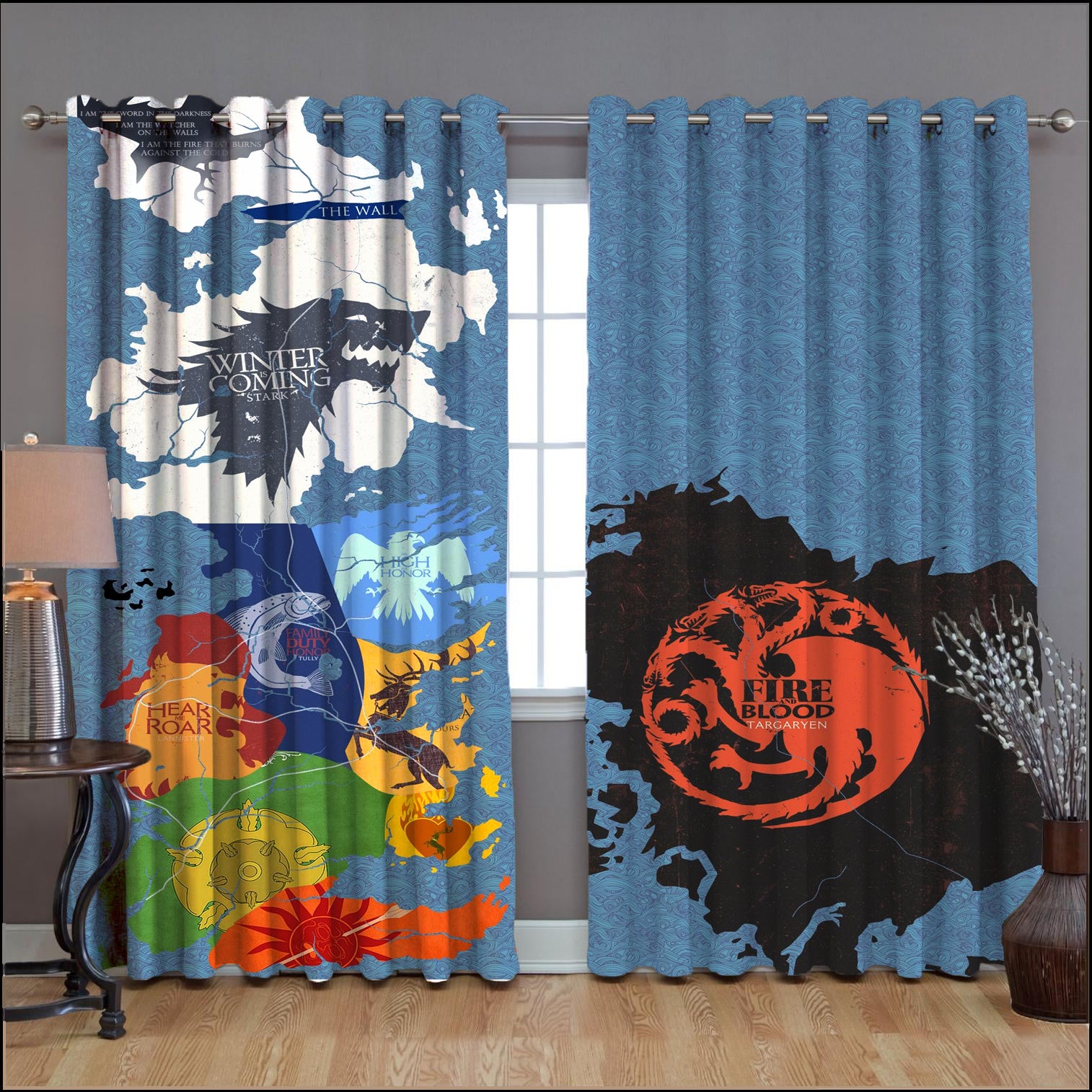 Awesome hoodie Game of Thrones Houses Map Printed 3D Grommet Window Curtains ND137