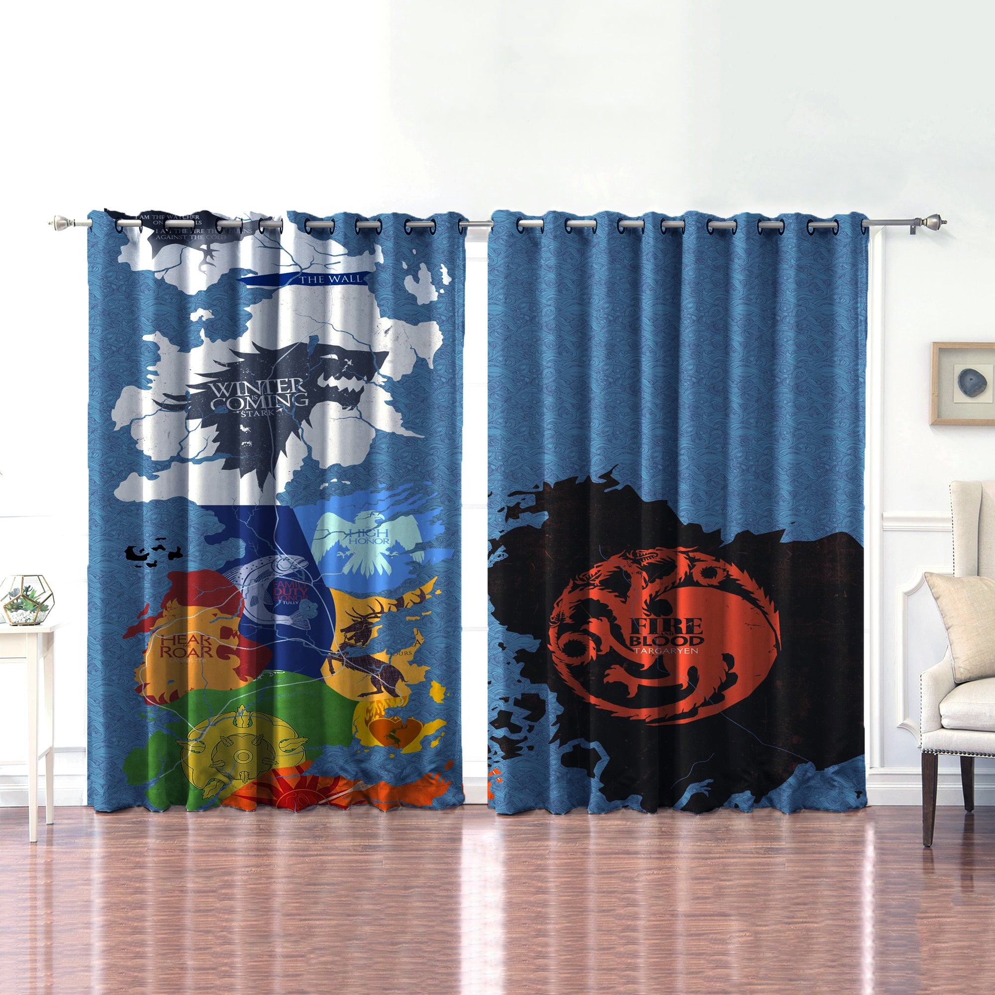 Awesome hoodie Game of Thrones Houses Map Printed 3D Grommet Window Curtains ND137