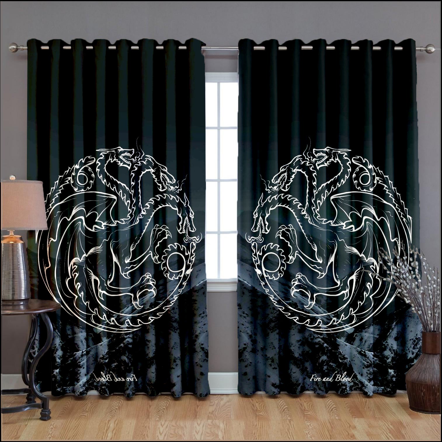 Awesome hoodie Game of Thrones Fire&Blood Winter Printed 3D Grommet Window Curtains ND138