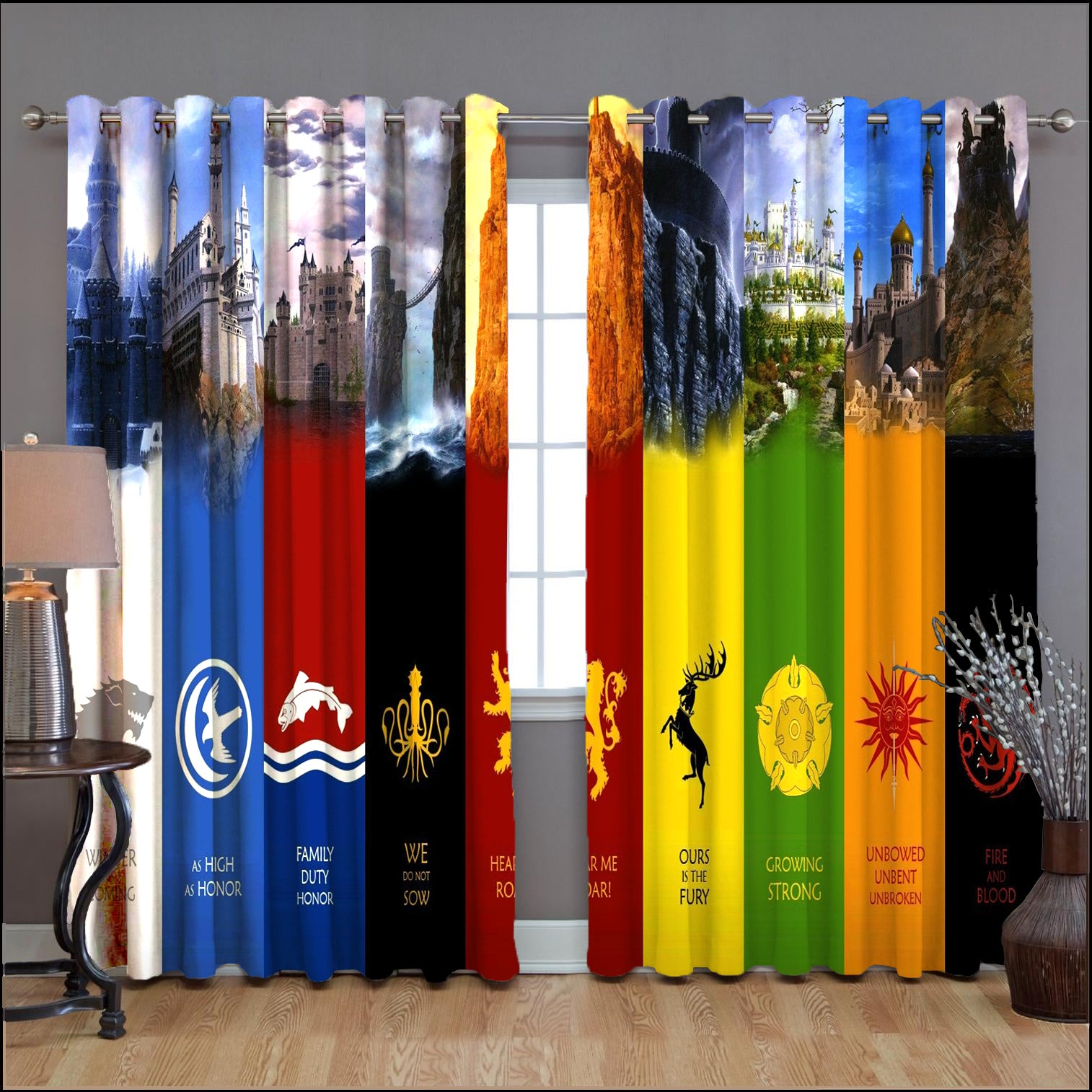 Awesome hoodie Game of Thrones All House Printed 3D Grommet Window Curtains ND139