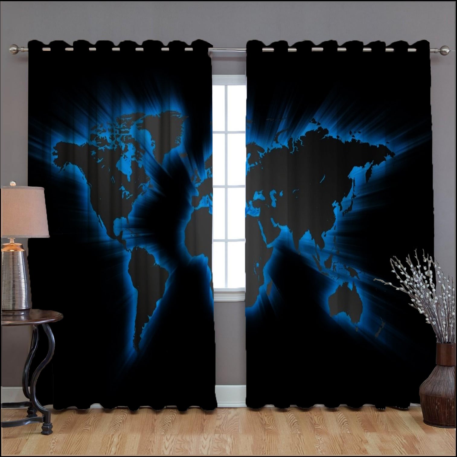 Awesome hoodie THE WORLD Printed 3D Grommet Window Curtains ND141