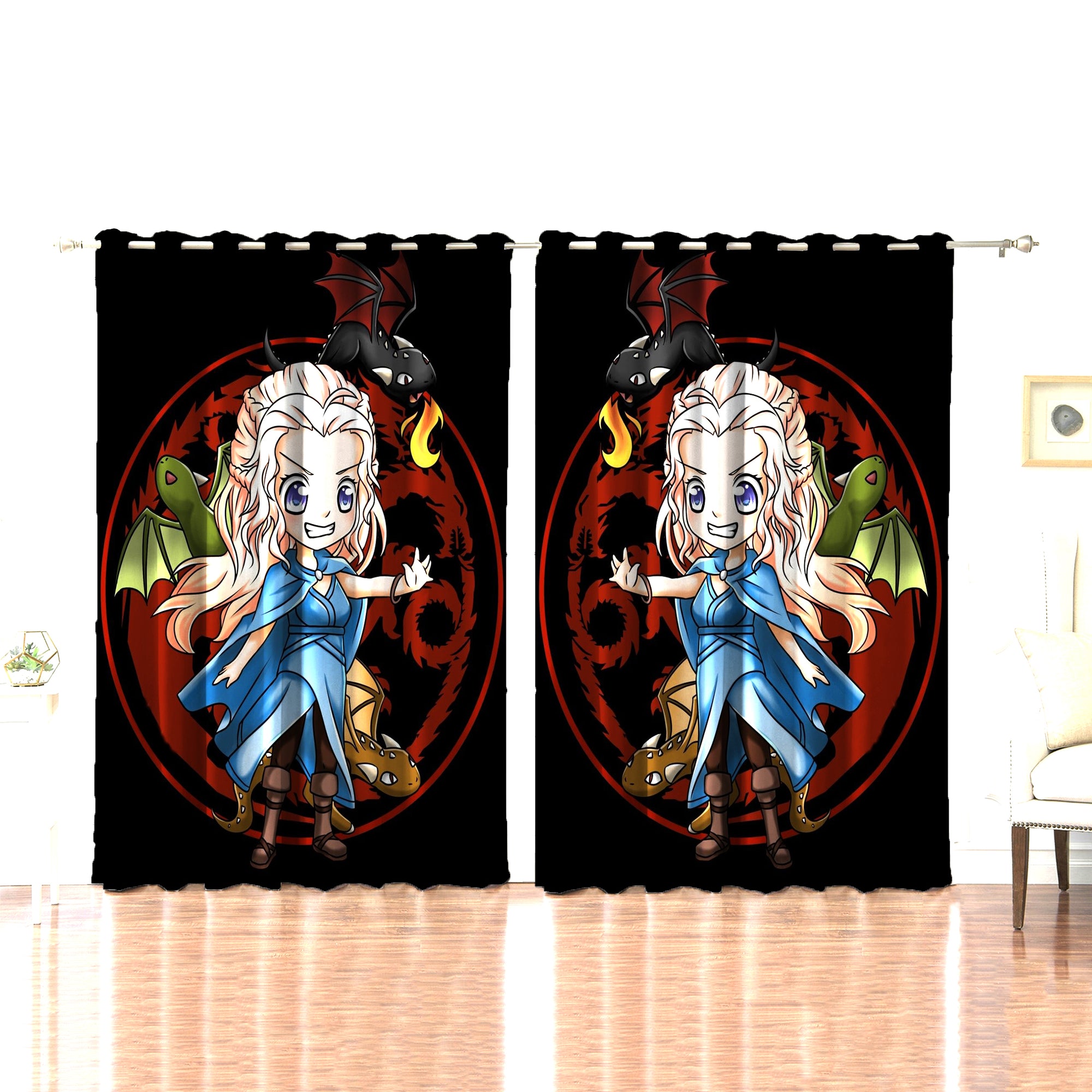 Awesome hoodie Game of Thrones Chibi Printed 3D Grommet Window Curtains ND142