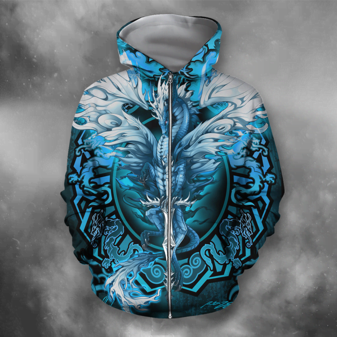 3D All Over Print Dragon Blue Art