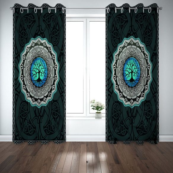 Awesome hoodie - Digital Printing 3D Draperies Tree Drawing Room Grommet Curtain THC032