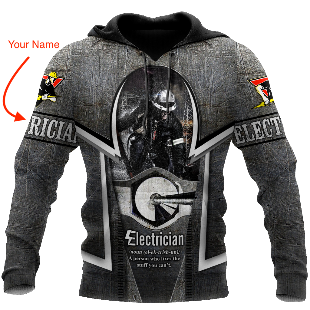 Awesome Hoodie 3D All Over Print Premium Personalized Electrician - Customize Name for Men and Women Hoodie, T-Shirt, Zip Hoodies, Sweatshirt DC081