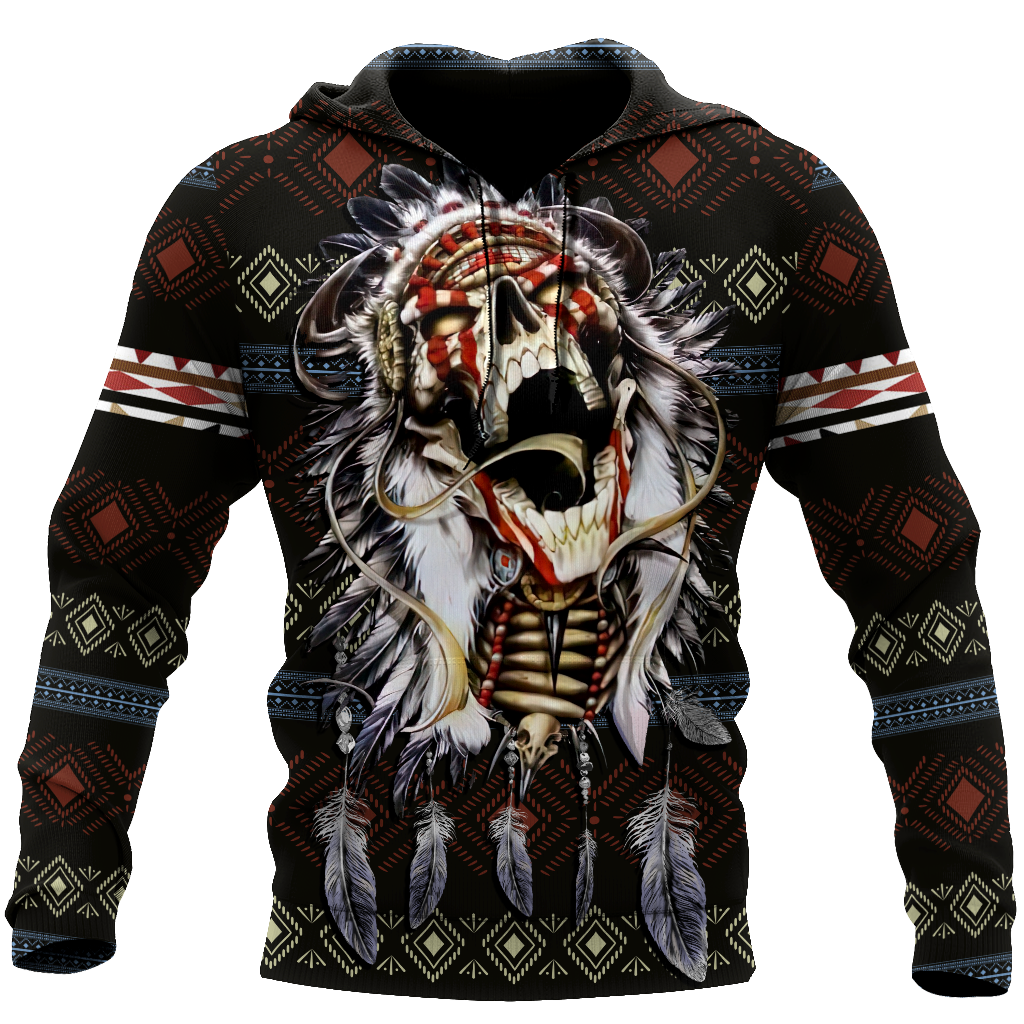 3D All Over Print Love Skull Native for Men and Women, T-Shirt, Zip Hoodies, Sweatshirt HBC0065