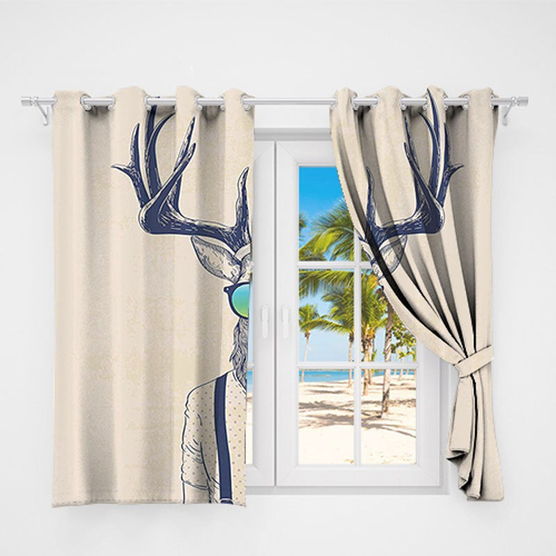 Awesome hoodies - Vivid Deer Antler Funny Curtains - QK3208