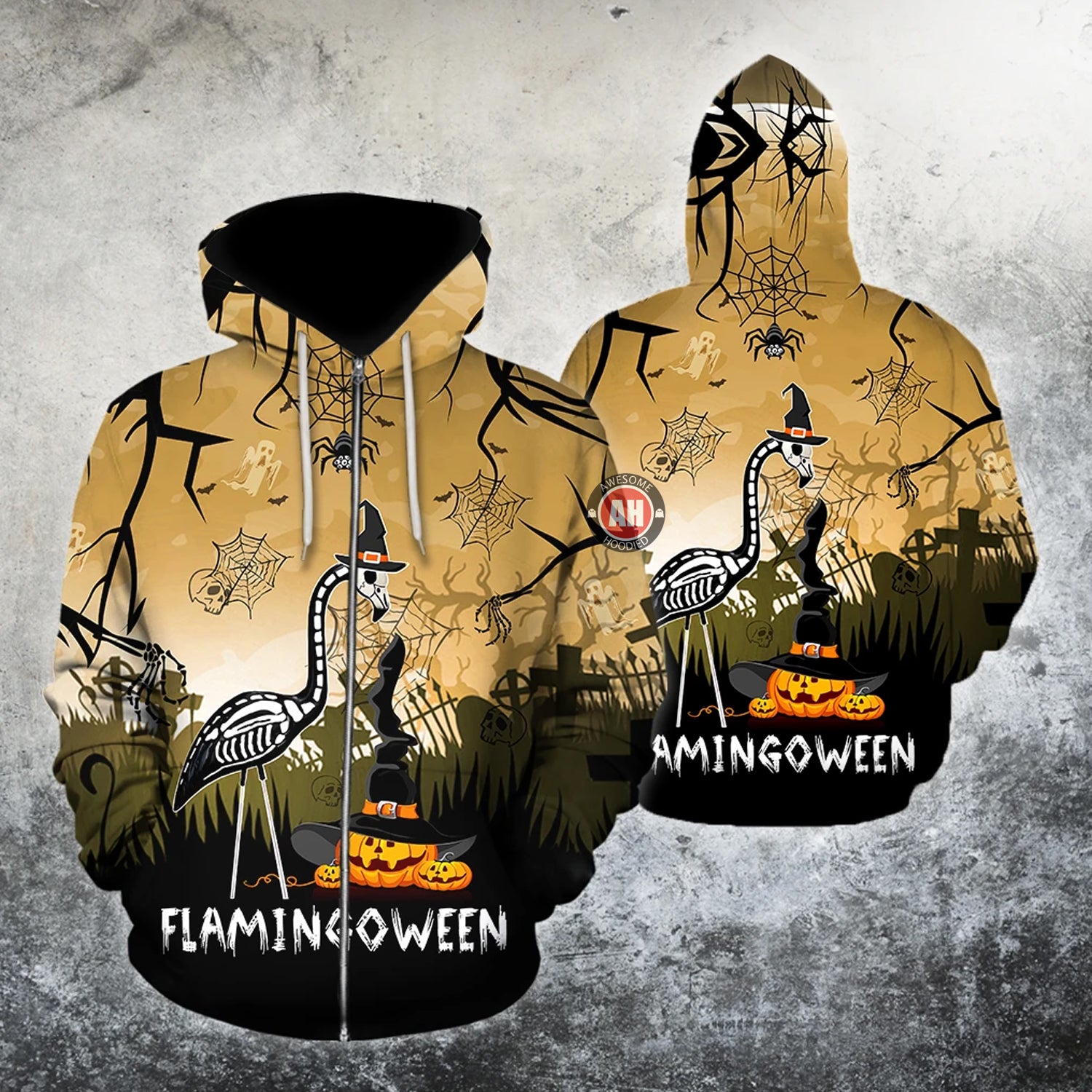 3D All Over Print Flamingoween for Men and Women, T-Shirt, Zip Hoodies, Sweatshirt HBC0048