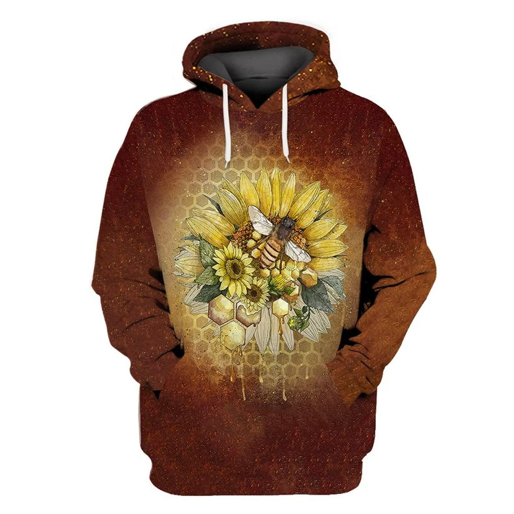 Awesome Hoodie Hippie Bee With Sunflower For Men and Women HBC203