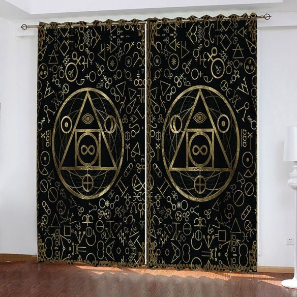 Awesome hoodie - 3D Window Drapes Geometric Living Room Grommet THC029