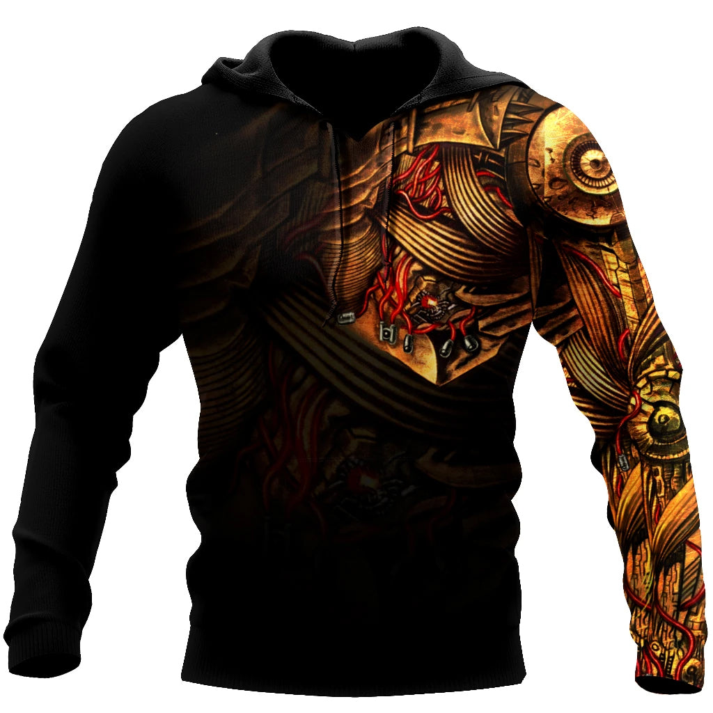 Awesome Hoodie Steampunk Mechanic Tattoo for Men and Women HBC171