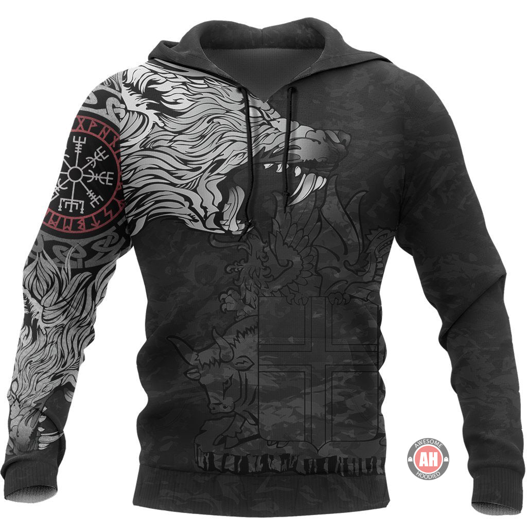 3D All Over Print Iceland Hoodie Fenrir Wolf and Vegvisir HOODIES for Men and Women, T-Shirt, Zip Hoodies, Sweatshirt HBC0022