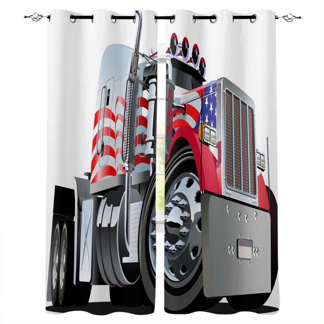Awesome hoodied Flag Truck Printed 3D Grommet Window Curtains - HB0005