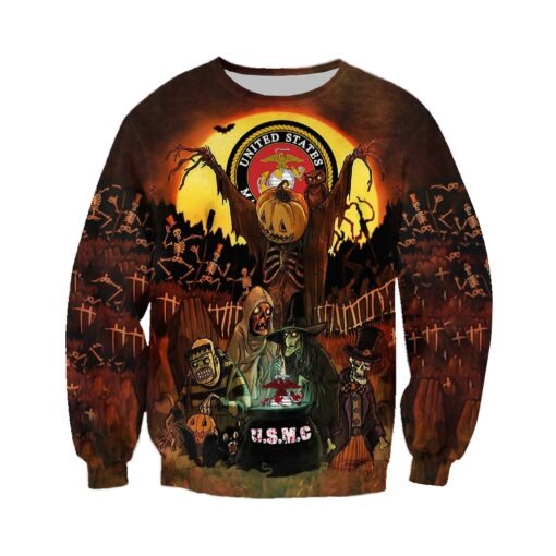 Awesome hoodie  All Over Printed USMC Halloween 3D Clothes for Men and Women TH065