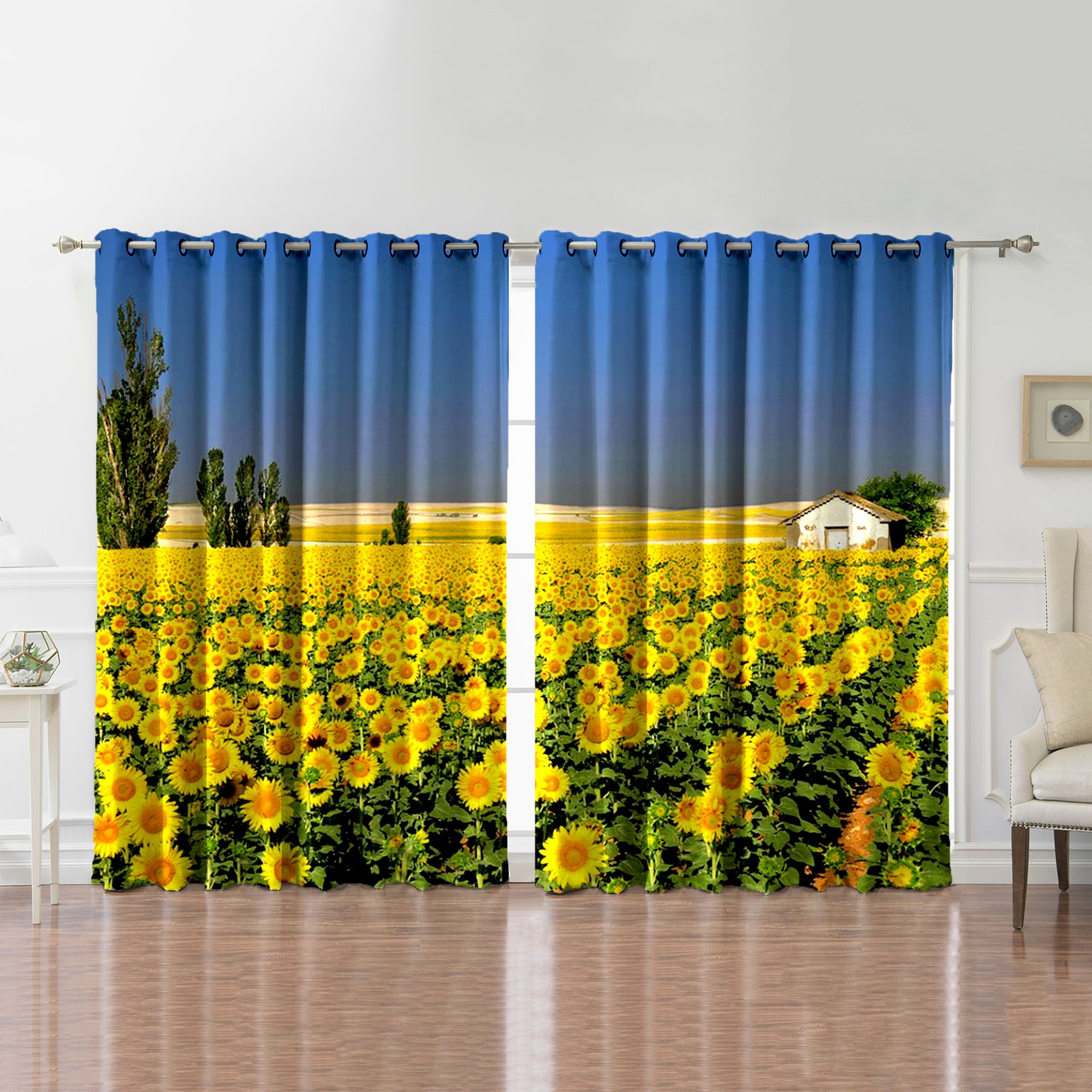 Awesome hoodied Sunfowers Printed 3D Grommet Window Curtains HD85
