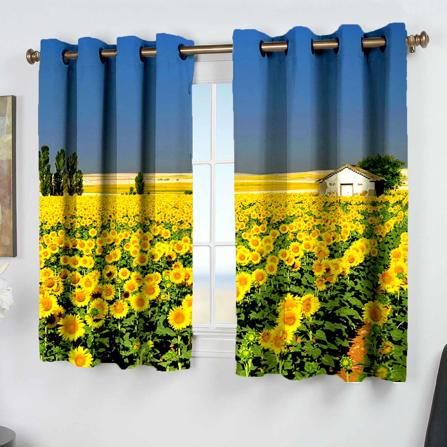 Awesome hoodied Sunfowers Printed 3D Grommet Window Curtains HD85