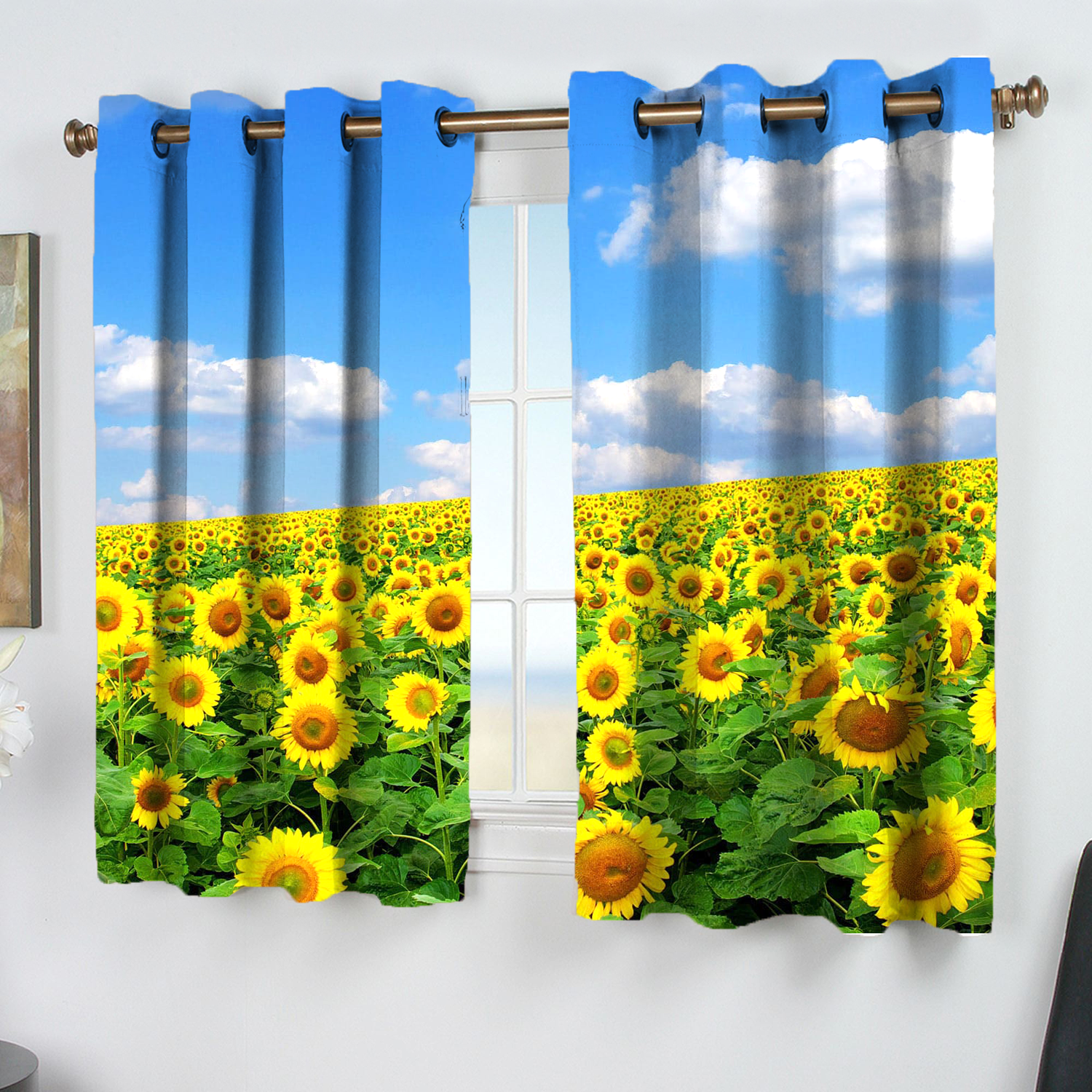 Awesome hoodied Sunfowers Printed 3D Grommet Window Curtains HD88