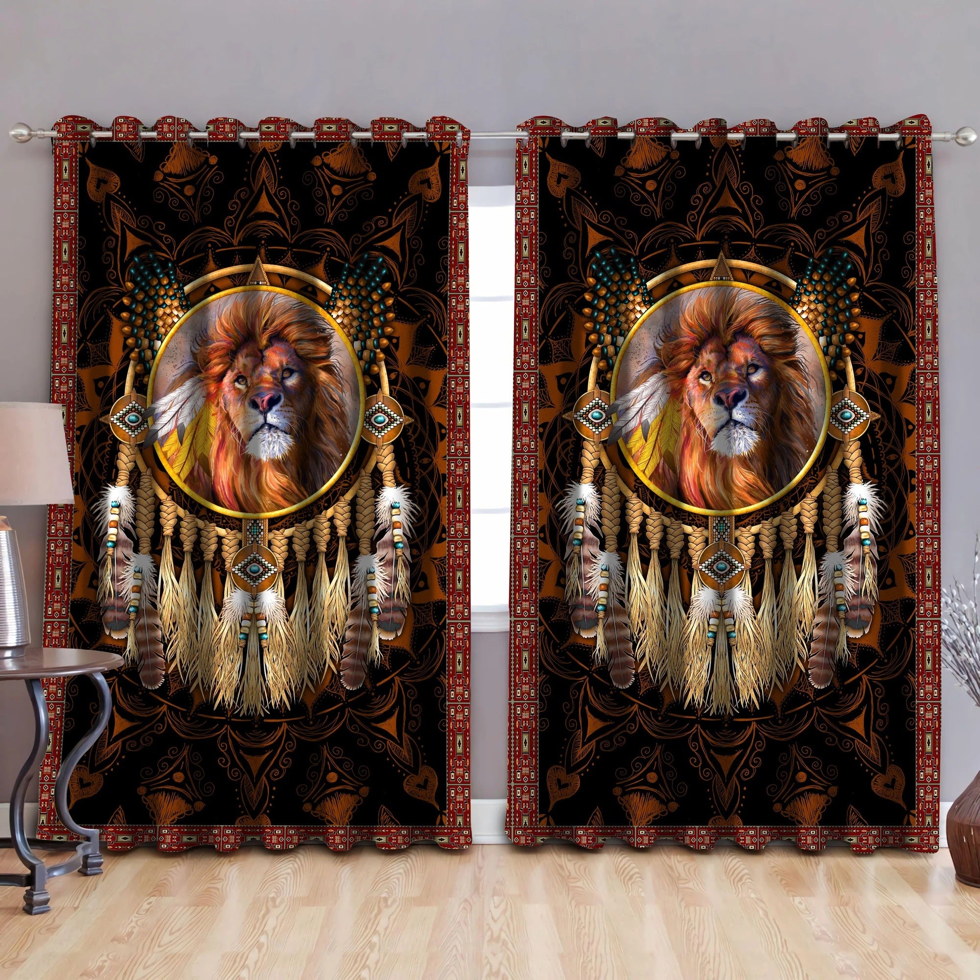 Awesome hoodie Beautiful Lion Native Blackout Thermal Printed 3D Grommet Window Curtains ND230