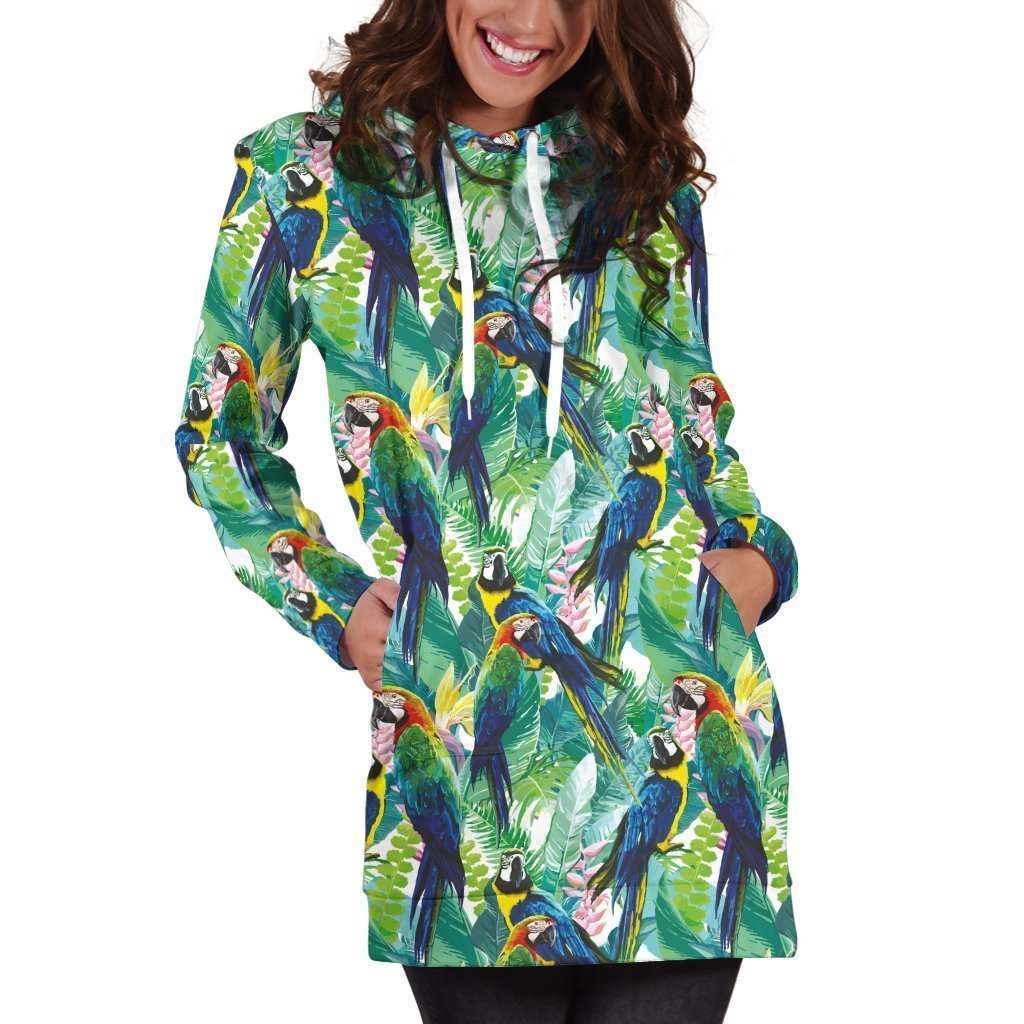 All Over Printing Macaw Parrot Hoodie Dress