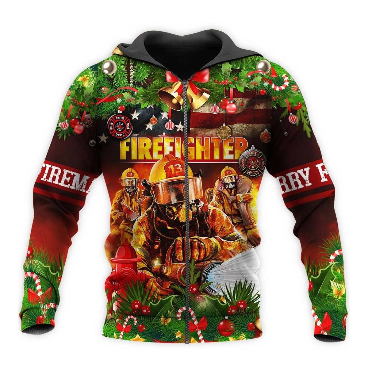 Awesome Hoodie Firefighter Christmas for Men and Women HBC343