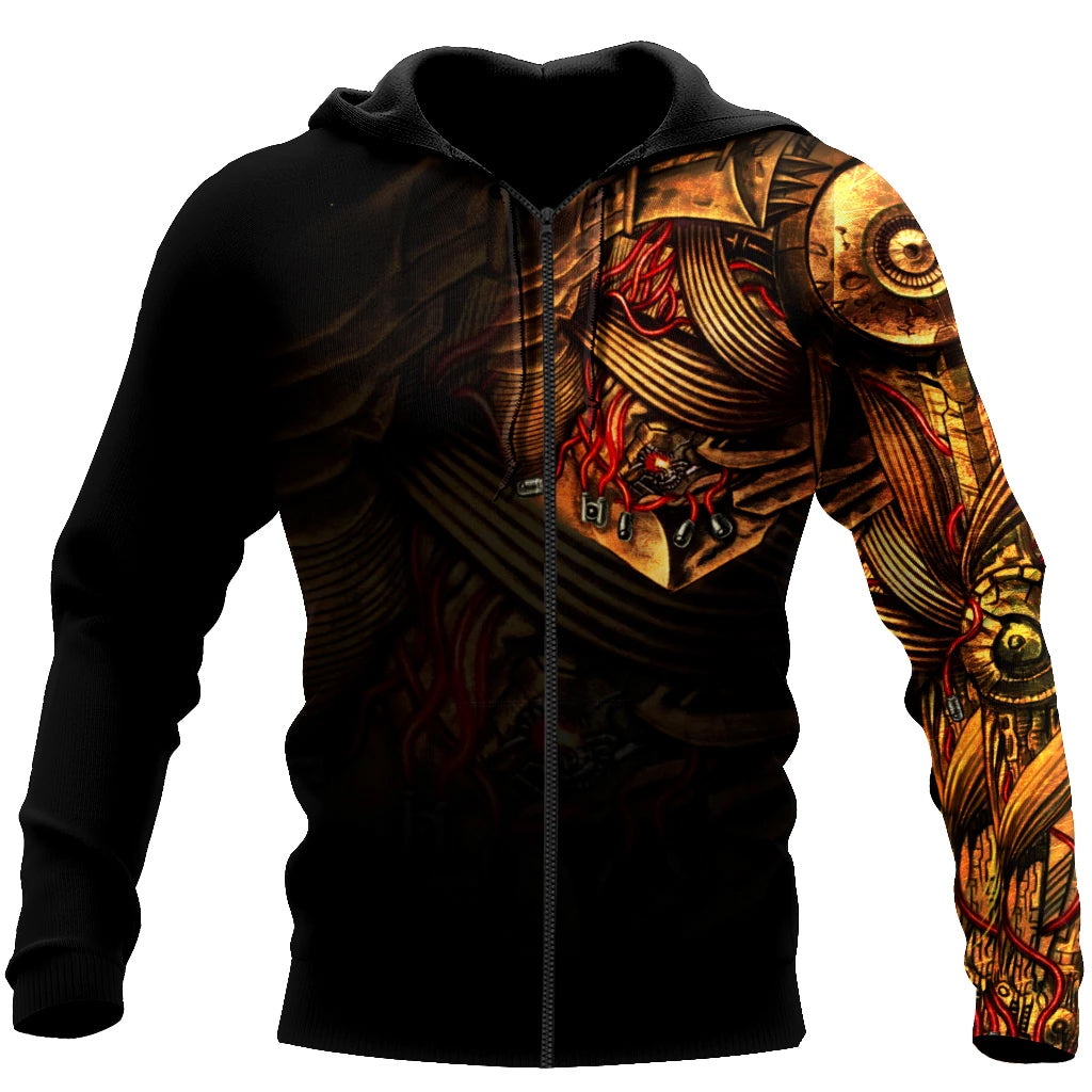 Awesome Hoodie Steampunk Mechanic Tattoo for Men and Women HBC171