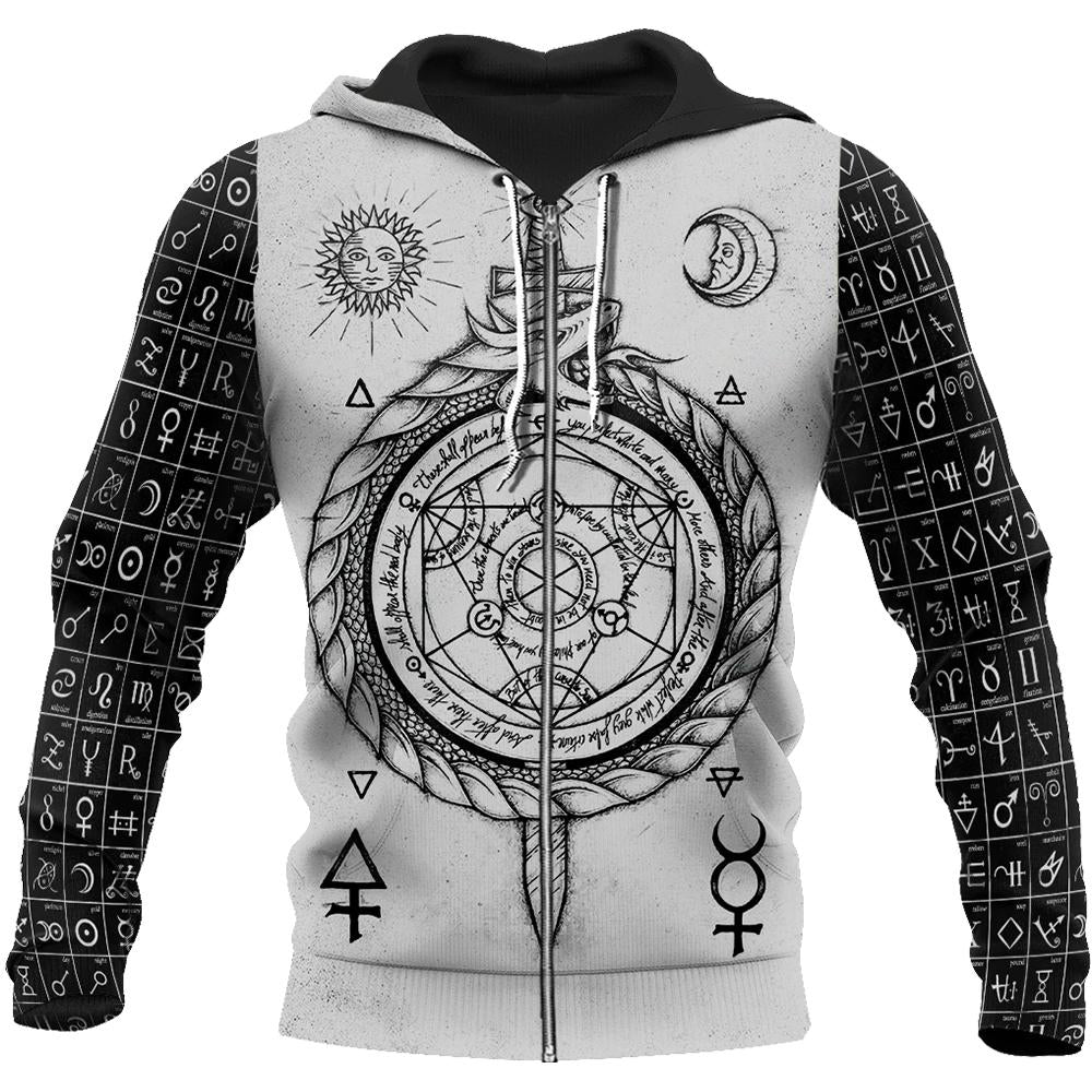 Awesome hoodied 3D ALL Print Viking-Alchemy & Runes-Men and Women Hoodie Zip Hoodies- VN0052