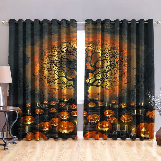 Awesome hoodied Jack O’ Lantern Halloween Printed 3D Grommet Window Curtains - HB00065