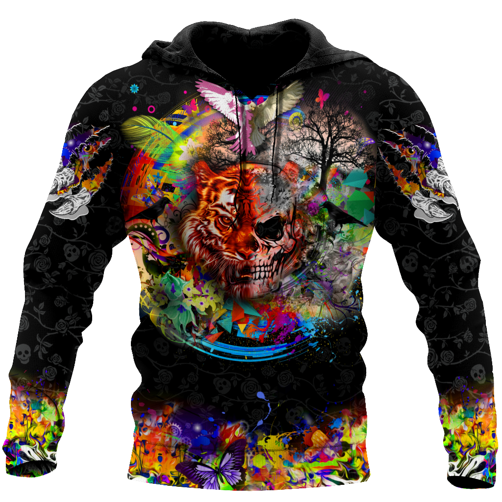 3D All Over Print Colorful Skull for Men and Women, T-Shirt, Zip Hoodies, Sweatshirt HBC0066