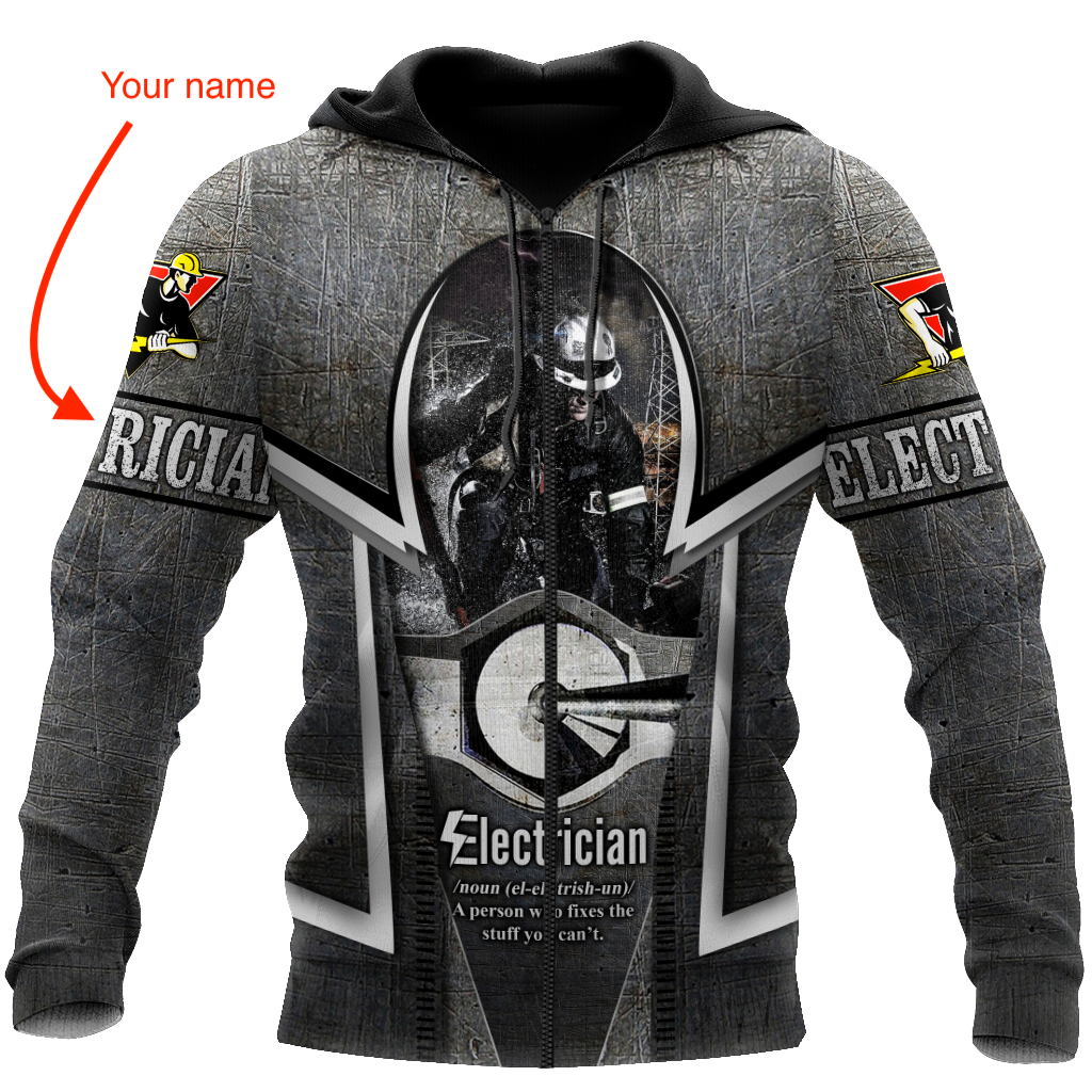 Awesome Hoodie 3D All Over Print Premium Personalized Electrician - Customize Name for Men and Women Hoodie, T-Shirt, Zip Hoodies, Sweatshirt DC081