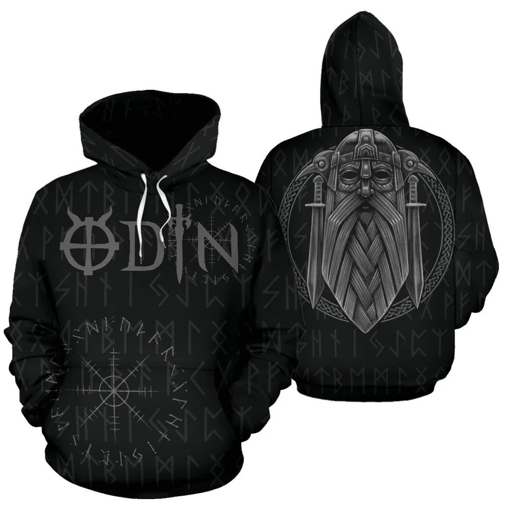 Awesome hoodied 3D ALL Print Viking Pullover Hoodie, Odin Helm Of Awe Runes  FORMen and Women- VN0065