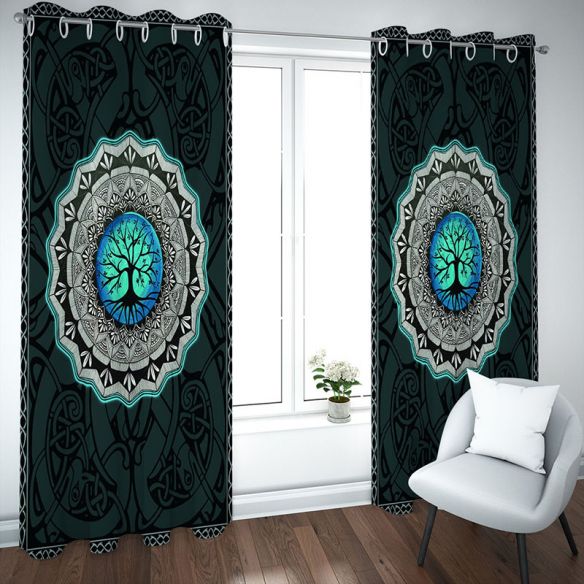 Awesome hoodie - Digital Printing 3D Draperies Tree Drawing Room Grommet Curtain THC032