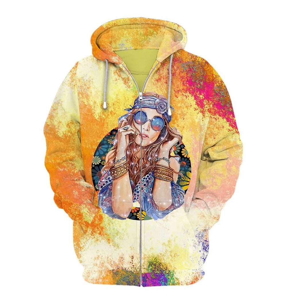 Awesome Hoodie Hippie Girl For Men and Women HBC197