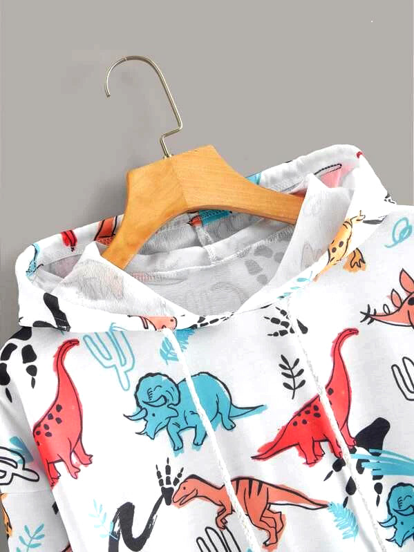 3D All Over Print dinosaur park CUTE  for  Women Drawstring Hoodie, LIKELY STYLE-VN0032