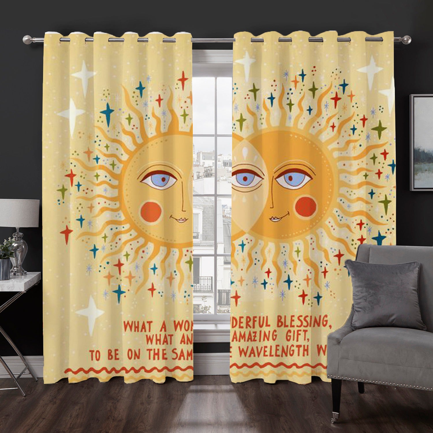 Awesome hoodied Sun Pattern Printed 3D Grommet Window Curtains - HB0101