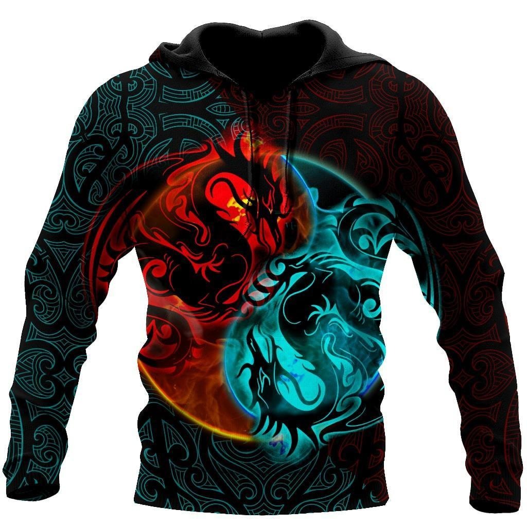 Awesome hoodie-Dragon Yin&Yang Art 3D All Over Print for Men and Women Hoodie TH009