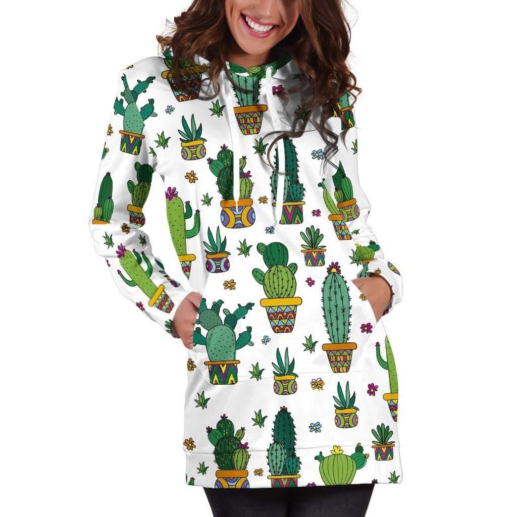All Over Printed Cactus Hoodie Dress