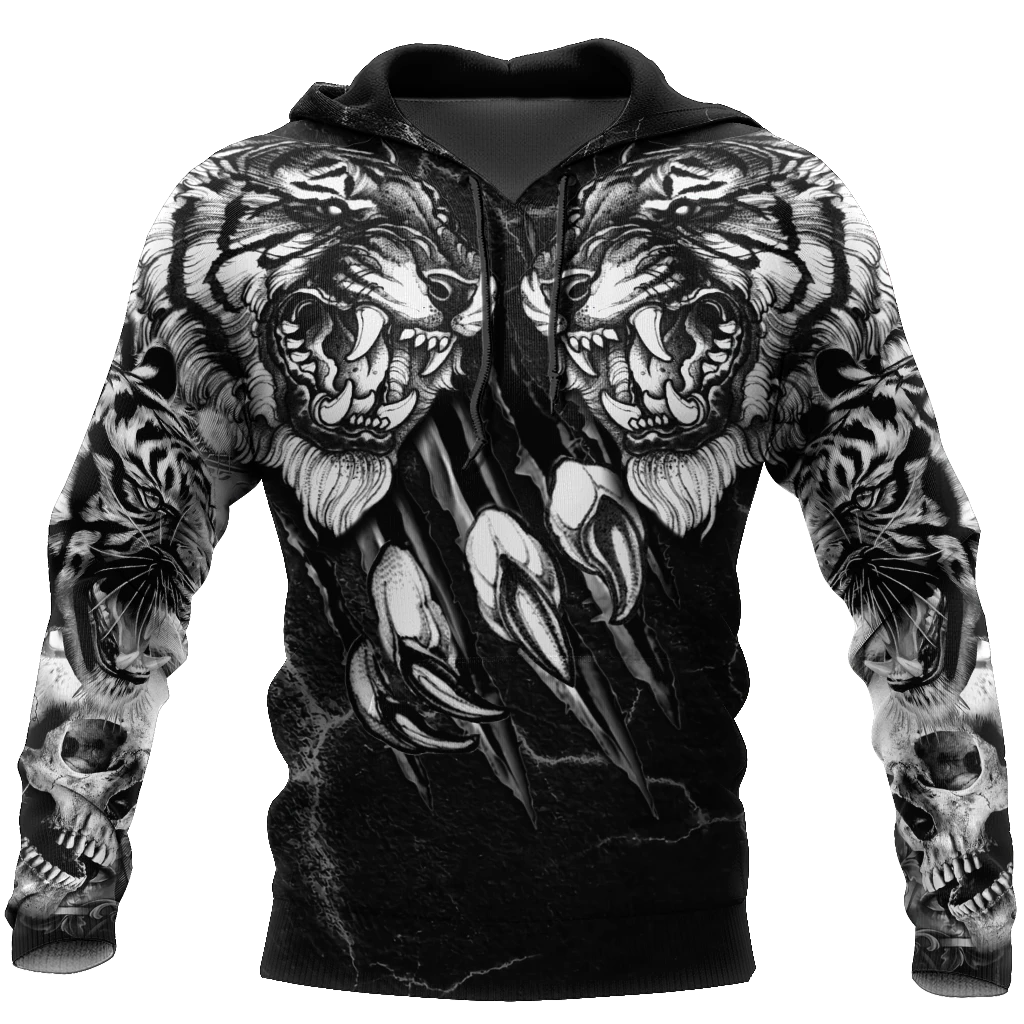 Awesome hoodie 3d all print White Tiger Tattoo for Men and Women, T-Shirt, Zip Hoodies, Sweatshirt NQ187