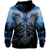 Awesome hoodie 3d NEON COWBOYS BLUE ELECTRIC SCREAM&#39;IN SKULLS for Men and Women, Zip Hoodies NQ006